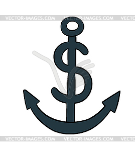 Anchor with dollar symbol - vector image