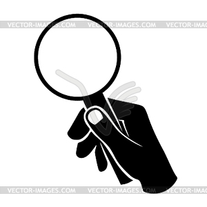 Hand with loupe - royalty-free vector clipart