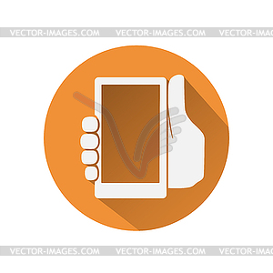 Hand with phone - vector image