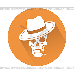 Skull with hat - vector image