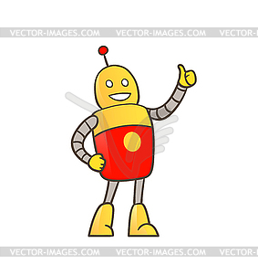 Robot with thumbs up - vector clipart