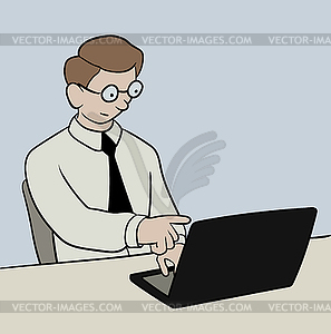 Человек с ноутбуком - стоковое векторное изображение