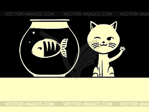 Cat and fish - vector clipart / vector image