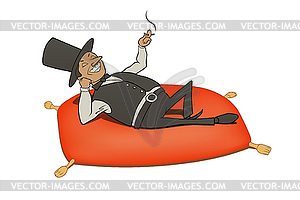 Rich man relaxation - vector image