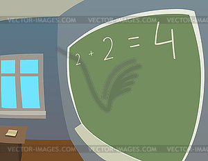 Classroom in fisheye - vector clip art
