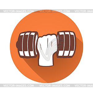 Hand with dumbbell - vector image