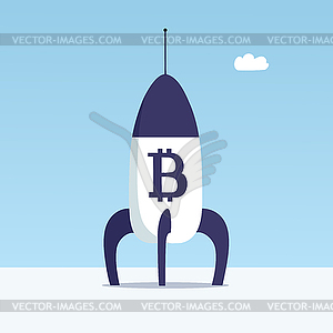 Bitcoin rocket - vector clip art