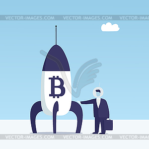 Bitcoin rocket - royalty-free vector clipart