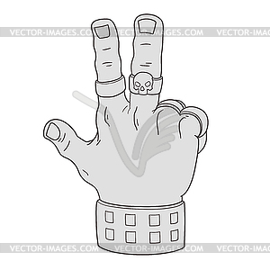 Hand in victory gesture - white & black vector clipart