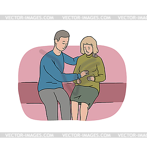 Family concept with pregnant woman - vector image