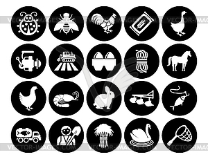Icons pack farm collection outline s - vector EPS clipart