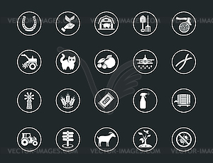 Набор контурных знаков и символов фермы. Коллекция - клипарт в векторе