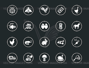 Set of outline signs and symbols farm. Collection - vector clipart