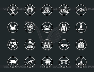 Set of outline signs and symbols farm. Collection - vector image