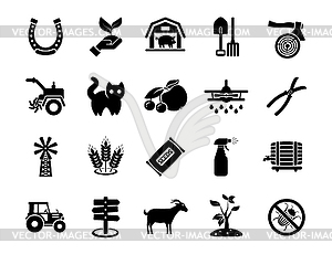 Agriculture linear icons set. Farming. - vector image