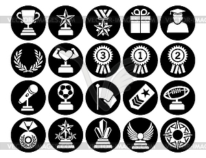 Иконки медалей. Значок символа трофея и приза - клипарт в векторе