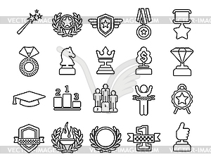 Trophy and prize symbol line icon - vector clipart