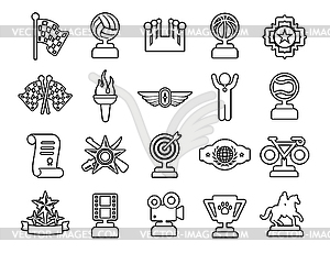 Trophy and prize symbol line icon - vector image