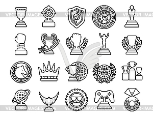 Trophy and prize symbol line icon - vector clipart