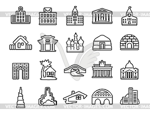 Modern thin line icons set. Construction works - vector clipart