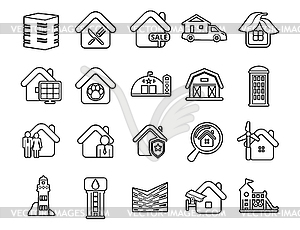 Modern thin line icons set. Construction works - vector image