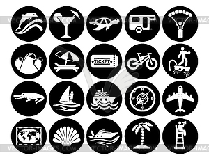 Vacation and travel icons set Pictogram business - vector clipart