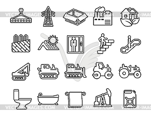 Industry icons energy, construction, production, - vector image