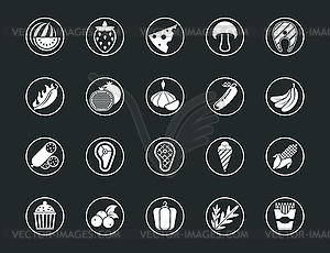 Black beverage, food, kitchen Set line icons with - vector image