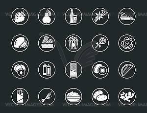 Black beverage, food, kitchen Set line icons with - vector clipart