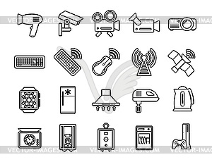 Set line icons in flat design technology. Collectio - vector clipart