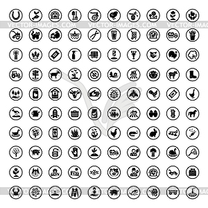 Black farming 100 icon set Agriculture. Farming - vector clipart