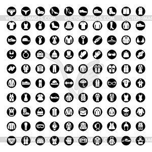 100 icons set clothing fashion dunderwear shopping - vector image