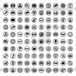Black 100 icons universal web symbol set - vector image