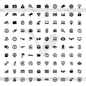 Black 100 icons universal web symbol set - vector clipart