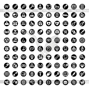 Medical 100 icon collection related to service - vector clip art