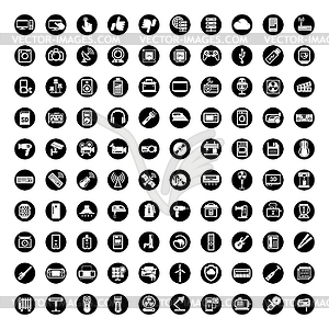 100 icon set technology electronic device and - vector clipart