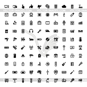 100 icon set technology electronic device and - vector clipart