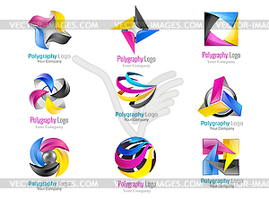 Set colorful abstract 3d icons design sign. Color - vector clipart / vector image