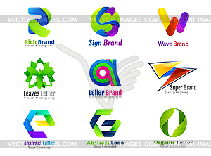 Set letters colorful abstract 3d logo and icons - vector clipart