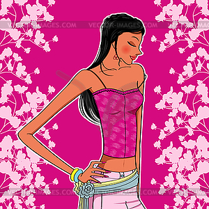 Woman with flowers - vector clipart