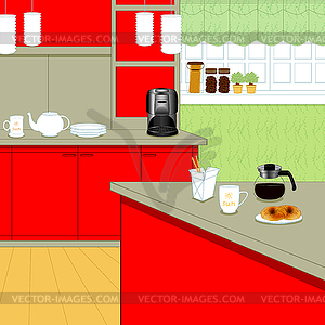 Kitchen Interior - color vector clipart