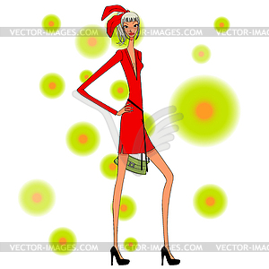 Lady in red dress - royalty-free vector image