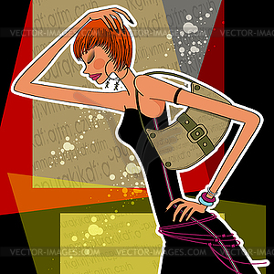 Women with bag over shoulder - vector clip art