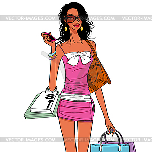 Shopping girls - vector image