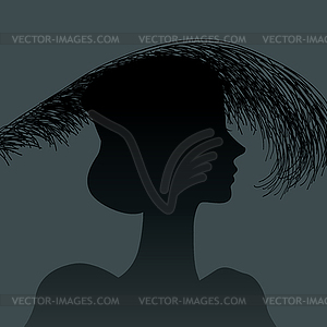 Silhouette feather headdress - vector clip art