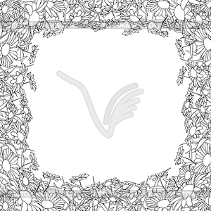 Wild chrysanthemum line frame - vector clipart