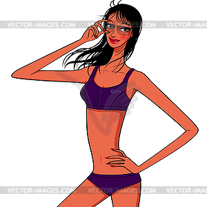 Summer sport style bikini swimwear girl - vector image