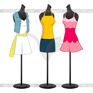 Mannequins in womans fashion design - vector clip art