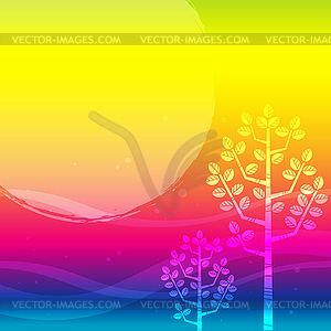 Fantasy night full moon tree images - color vector clipart