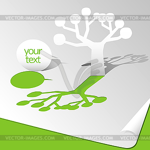 Paper tree, tree and speech bubble web source image - color vector clipart